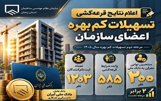 اعلام نتایج قرعه‌کشی مرحله دوم تسهیلات کم‌بهره اعضای سازمان در سال ۱۴۰۵