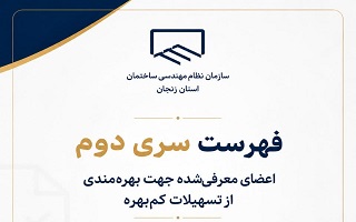 فهرست اعضای معرفی‌شده جهت بهره‌مندی از تسهیلات کم‌بهره سازمان نظام مهندسی ساختمان استان زنجان